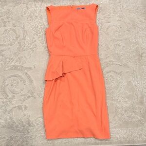 ANTONIO MELANI Coral Sleeveless Peplum Midi Dress